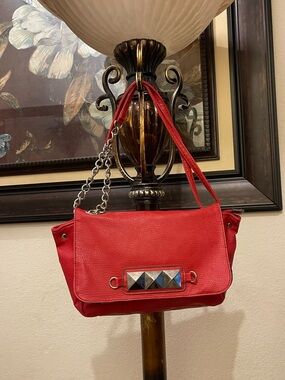 XOXO Red Shoulder Bag with Silver Stud Accent
